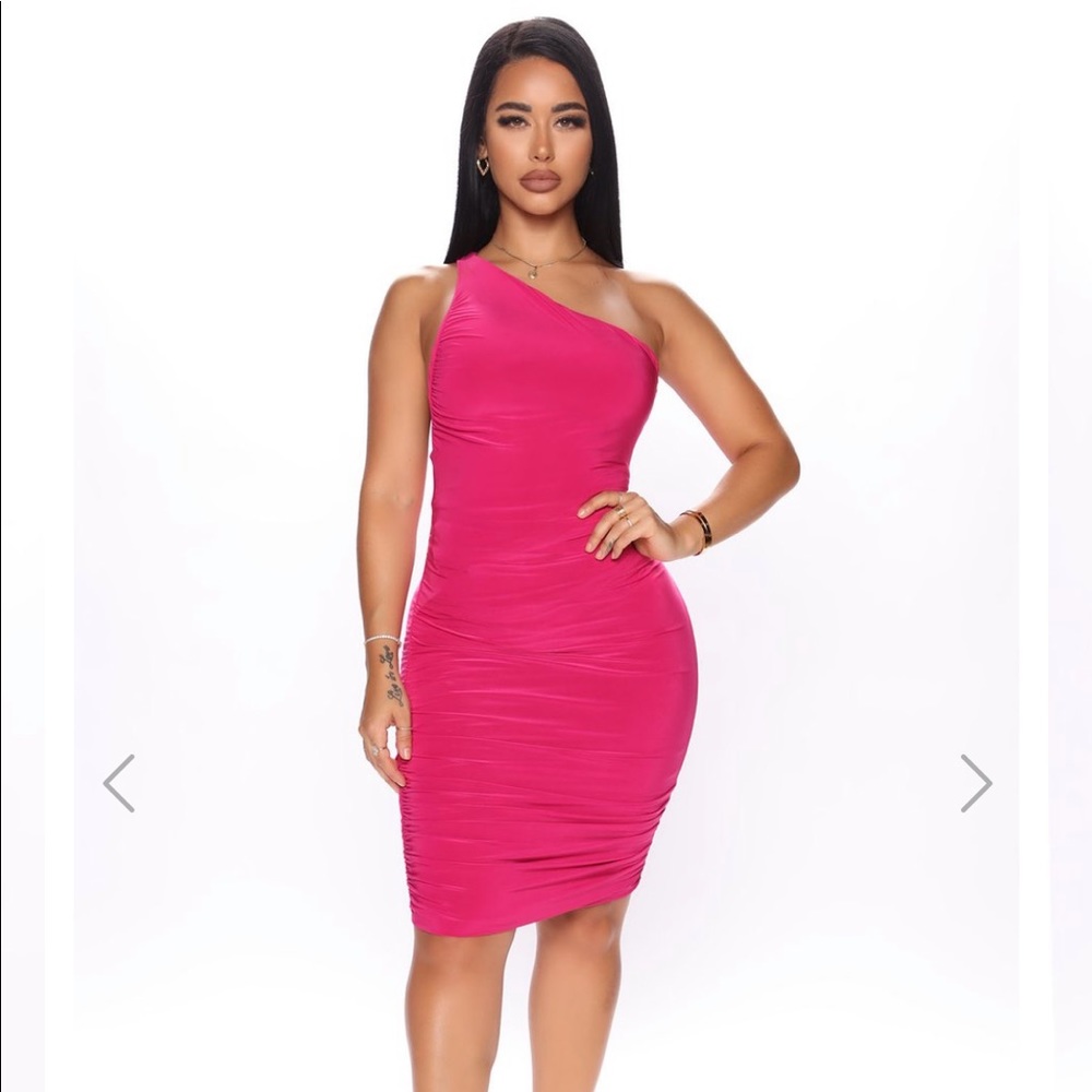 Pink Fashion Nova Ruched dress